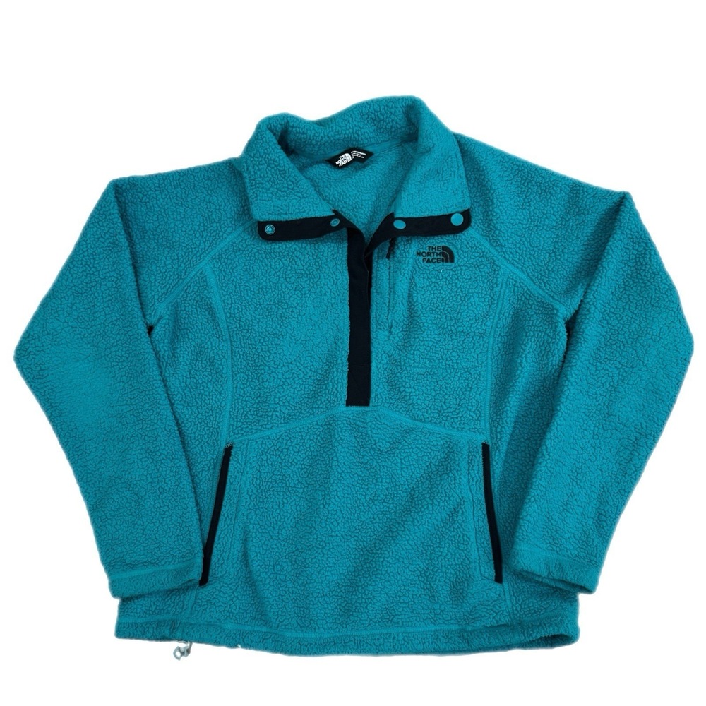 North Face Sheepeater High Pile Sherpa Fleece Pullover Teal Blue Womens Large